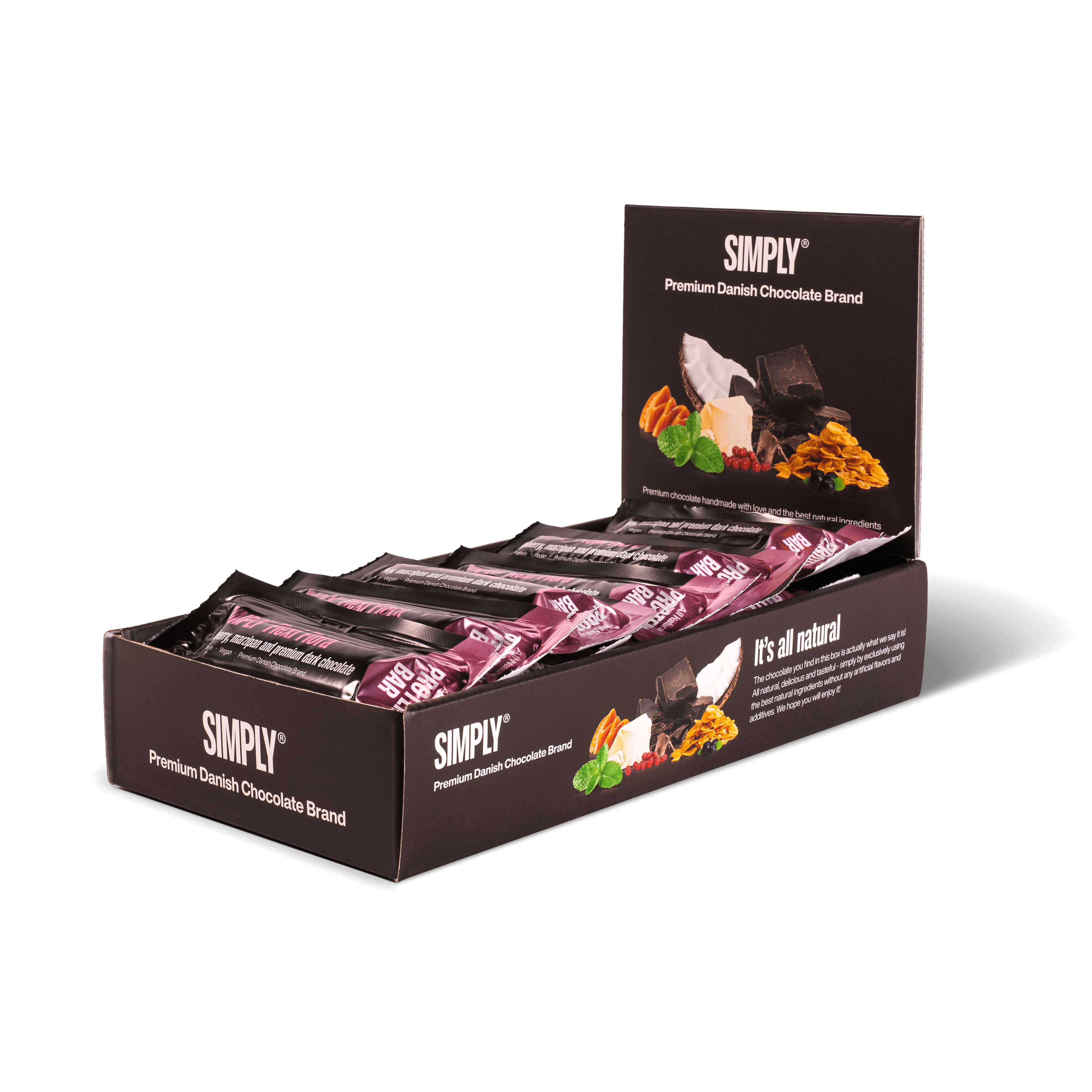 Chocolate Protein Bar Box 15 pcs - Simply® Flexi Flora