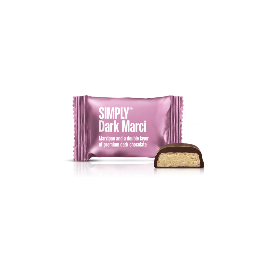 Simply® Dark Marci - 75 Bites | Marcipan og et tykt lag premium mørk chokolade - Box of Bites - Simply®