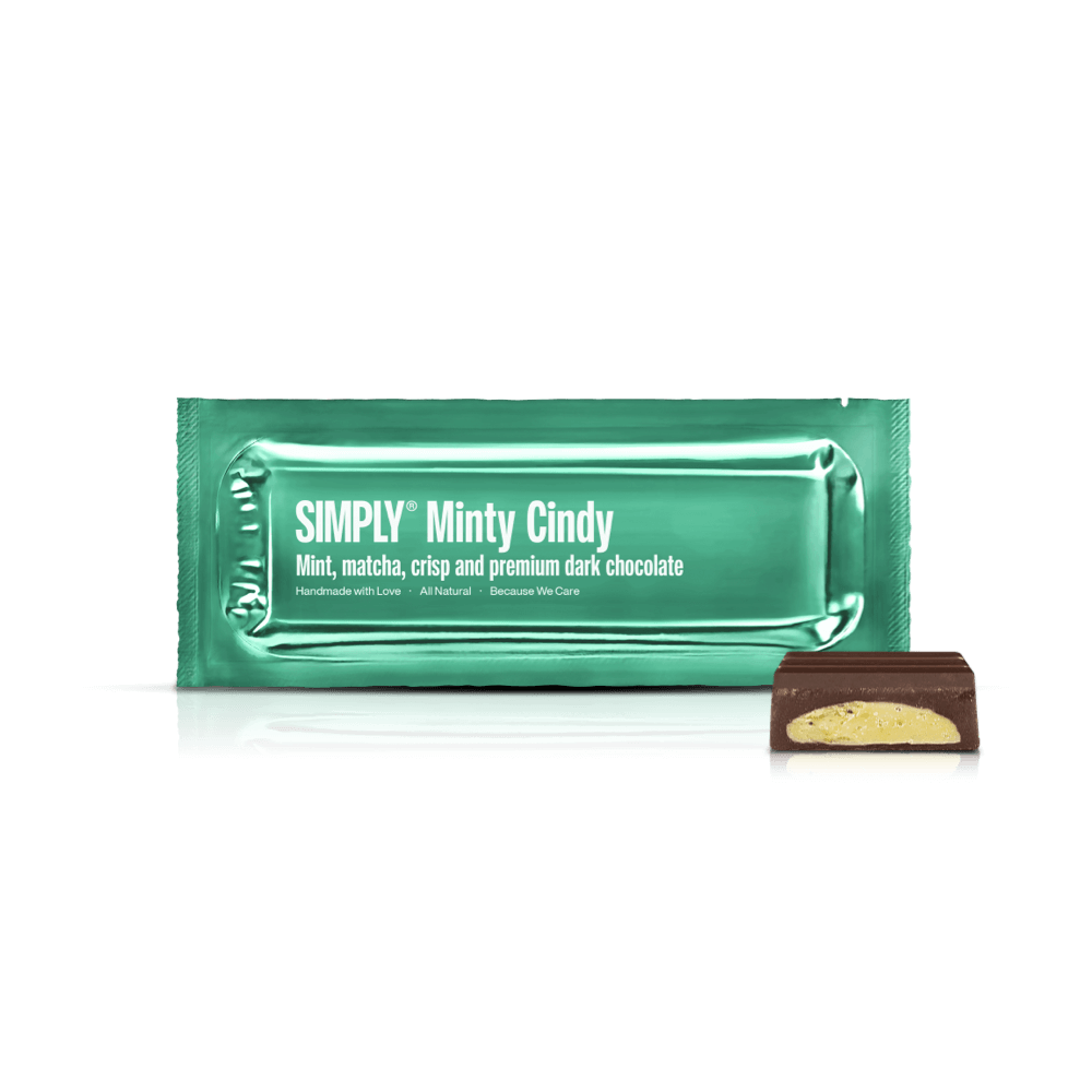 Minty Cindy - Mint, matcha tea, crisp, and premium dark chocolate.