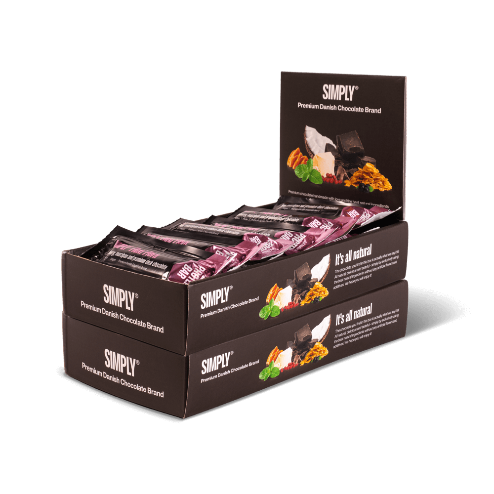 Simply® Flexi Flora Proteinbar | Hindbær, marcipan og premium mørk chokolade - Protein Bars - Simply®