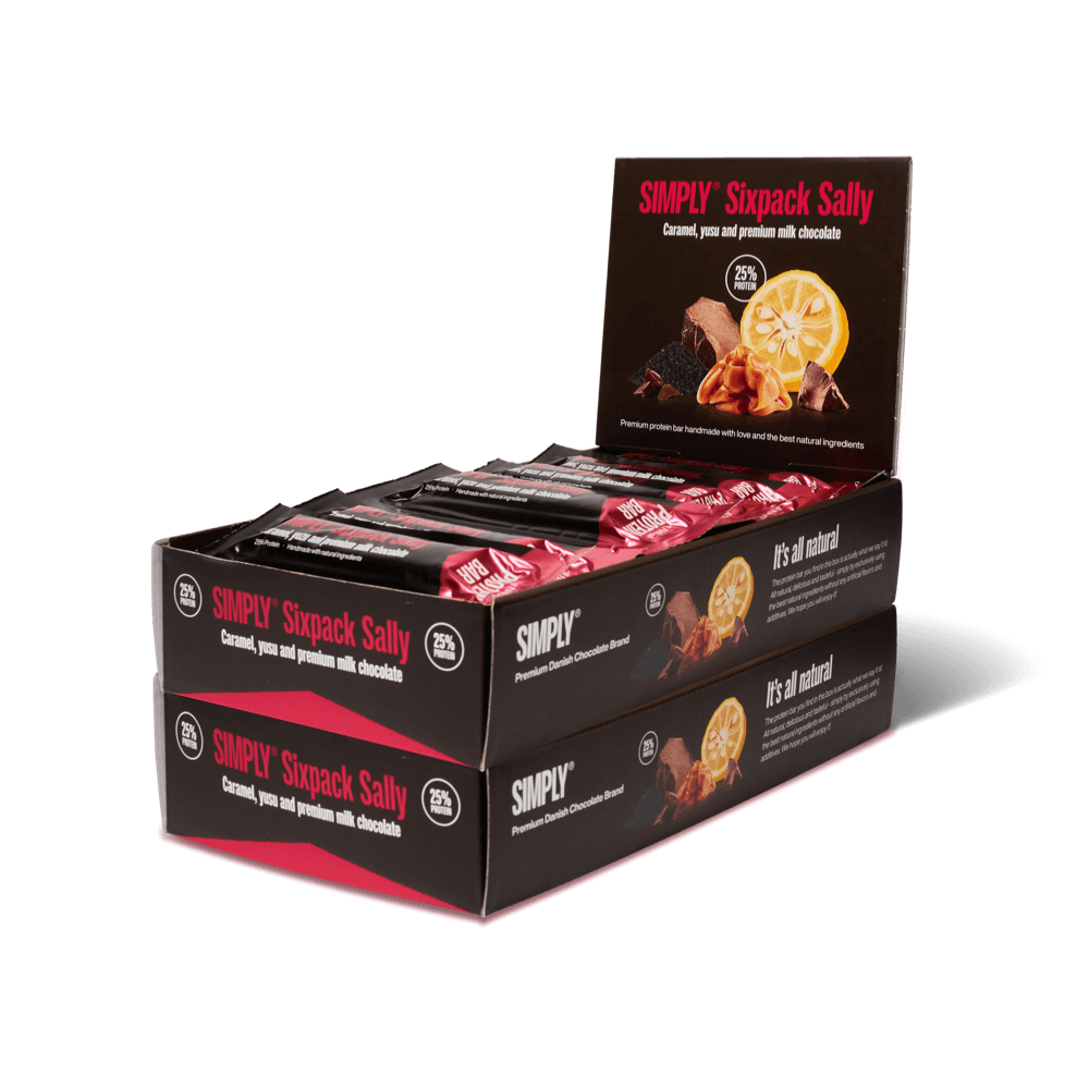 Simply® Sixpack Sally Proteinbar | Karamel, yuzu, sesam og premium mælkechokolade - Protein bars - Simply®