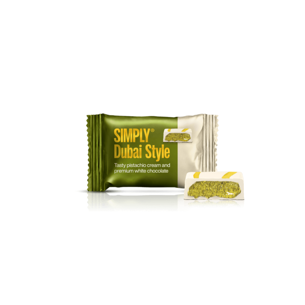 Chocolate Bites box - 750g - 75 pcs - Simply® Pistachio White