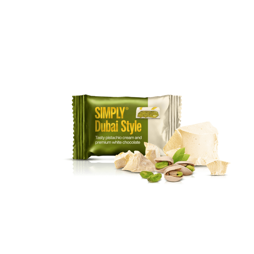 Chocolate Bites box - 750g - 75 pcs - Simply® Pistachio White