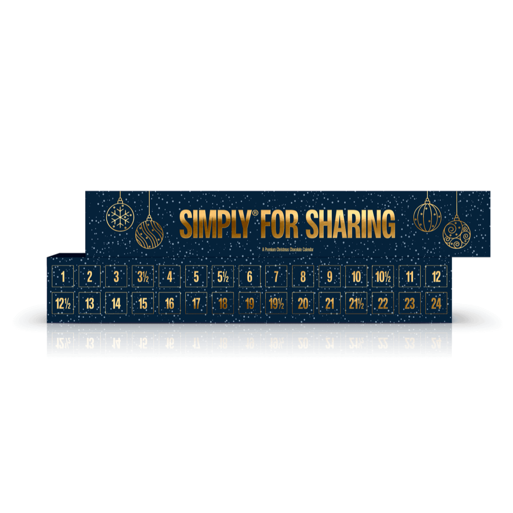 Simply® For Sharing | Chokoladejulekalender med 2 stykker bag hver låge - Christmas Calendar - Simply®
