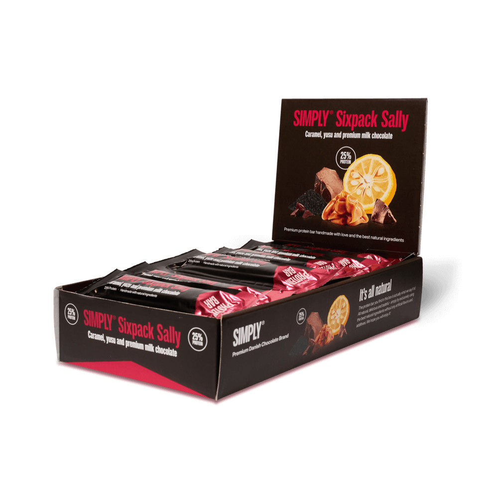 Simply® Sixpack Sally Proteinbar | Karamel, yuzu, sesam og premium mælkechokolade - Protein bars - Simply®
