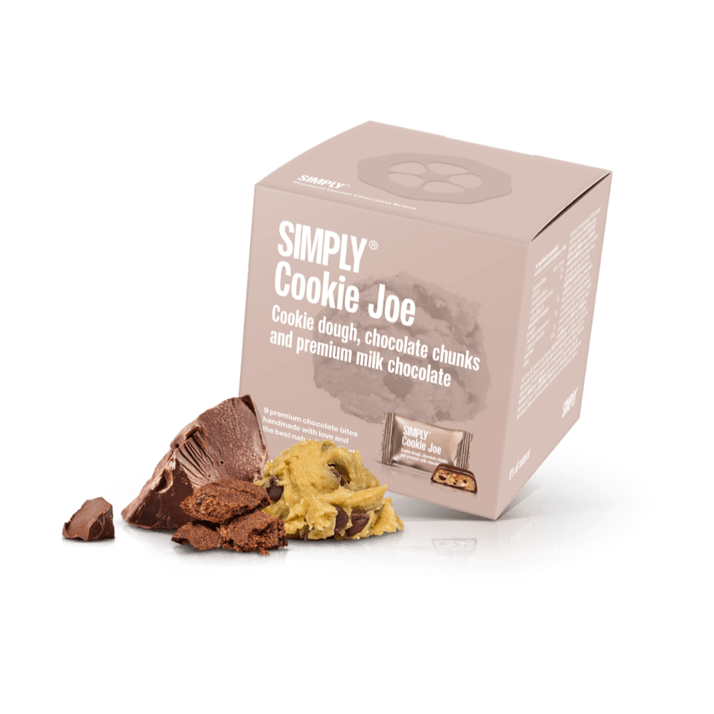 Simply® Cookie Joe - Gaveæske med 9 bites | Cookie dough, chokolade chunks og premium mælkechokolade - Single Cubes - Simply®